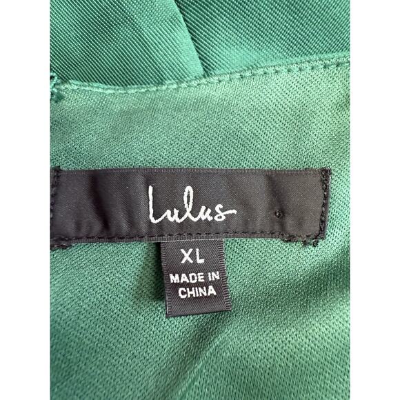 Lulus Emerald Green High-Low Satin Gown XL Halter Formal Maxi Dress - Picture 11 of 12